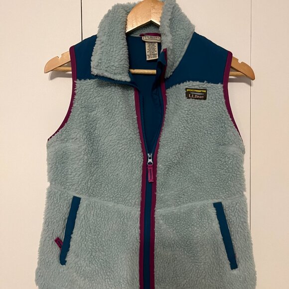 LL Bean's Sherpa Fleece Vest Women's Petite Smoky Blue XS - Picture 2 of 6